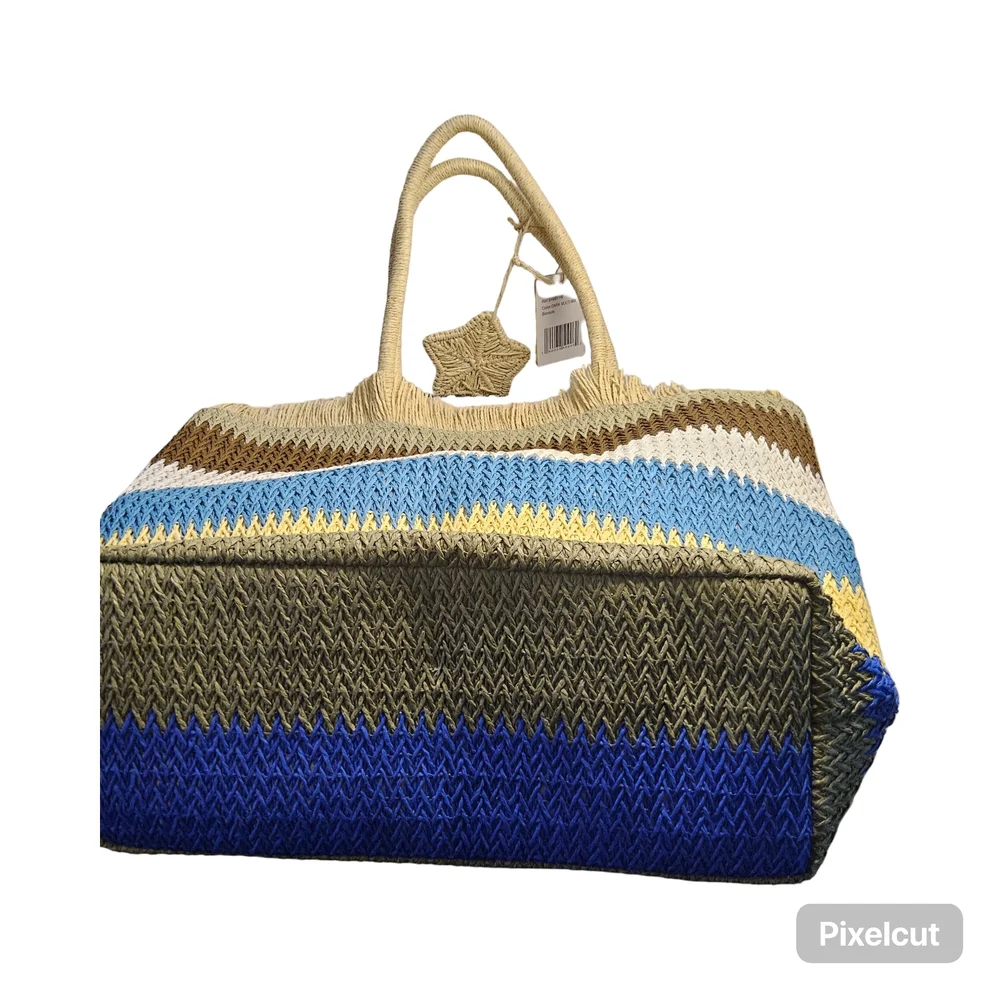 NWOT Vintage Havana Striped Raffia Tote Bag